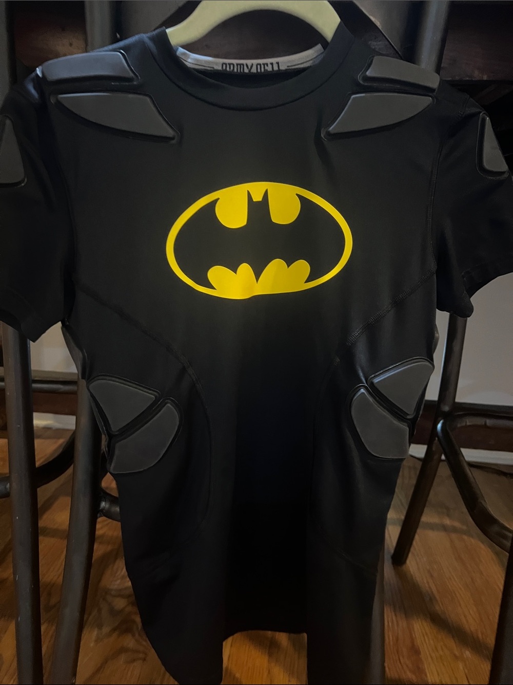 Under Armor ltd editon Batman Kids Costume Shirt with Yellow Emblem - Black